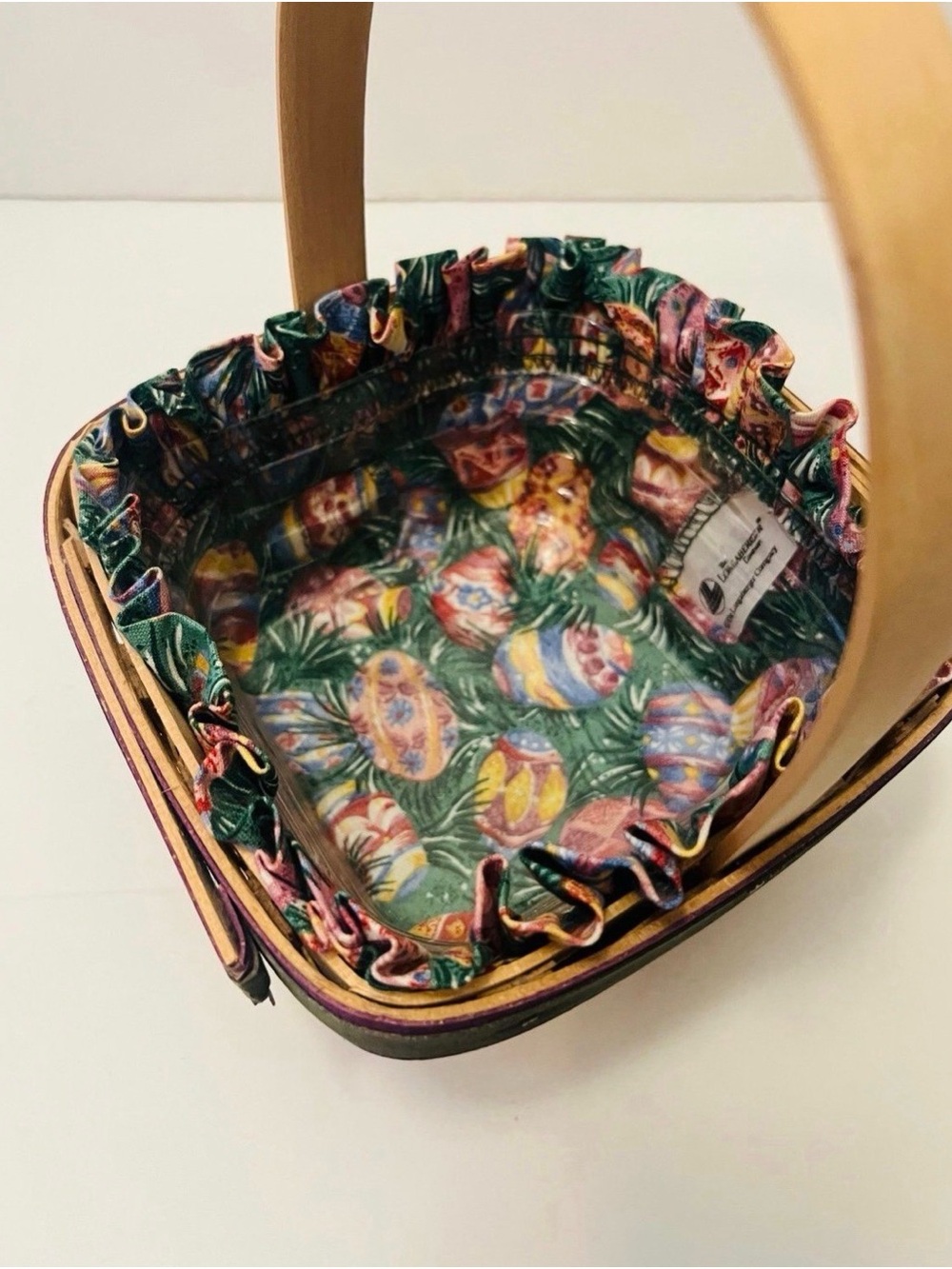 Longaberger Small Square Easter Basket with Easter Egg Liner Insert Vintage 1998 - Picture 12 of 12